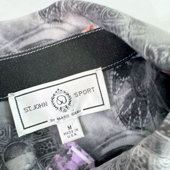 St John Sport Jacket Womens Medium Gray Gemstones Gems Button Up Luxury Shiny - Picture 5 of 8